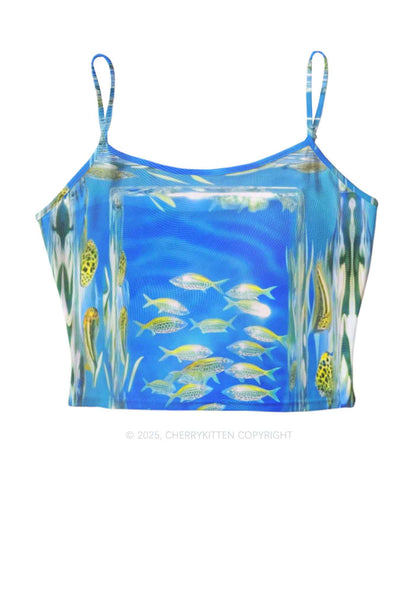 Undersea Fish Y2K Mesh Cami Tank Cherrykitten