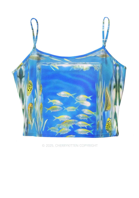 Undersea Fish Y2K Mesh Cami Tank Cherrykitten