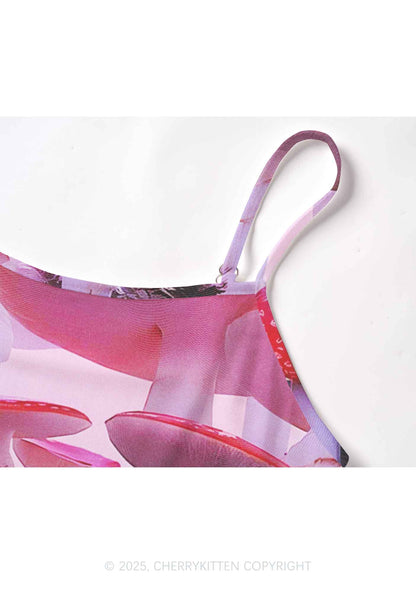 Pink Mushroom Y2K Mesh Cami Tank Cherrykitten