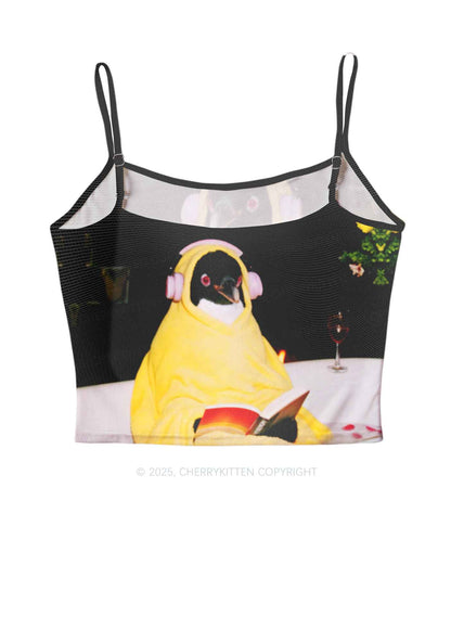 Penguin Bathing Y2K Mesh Cami Tank Cherrykitten