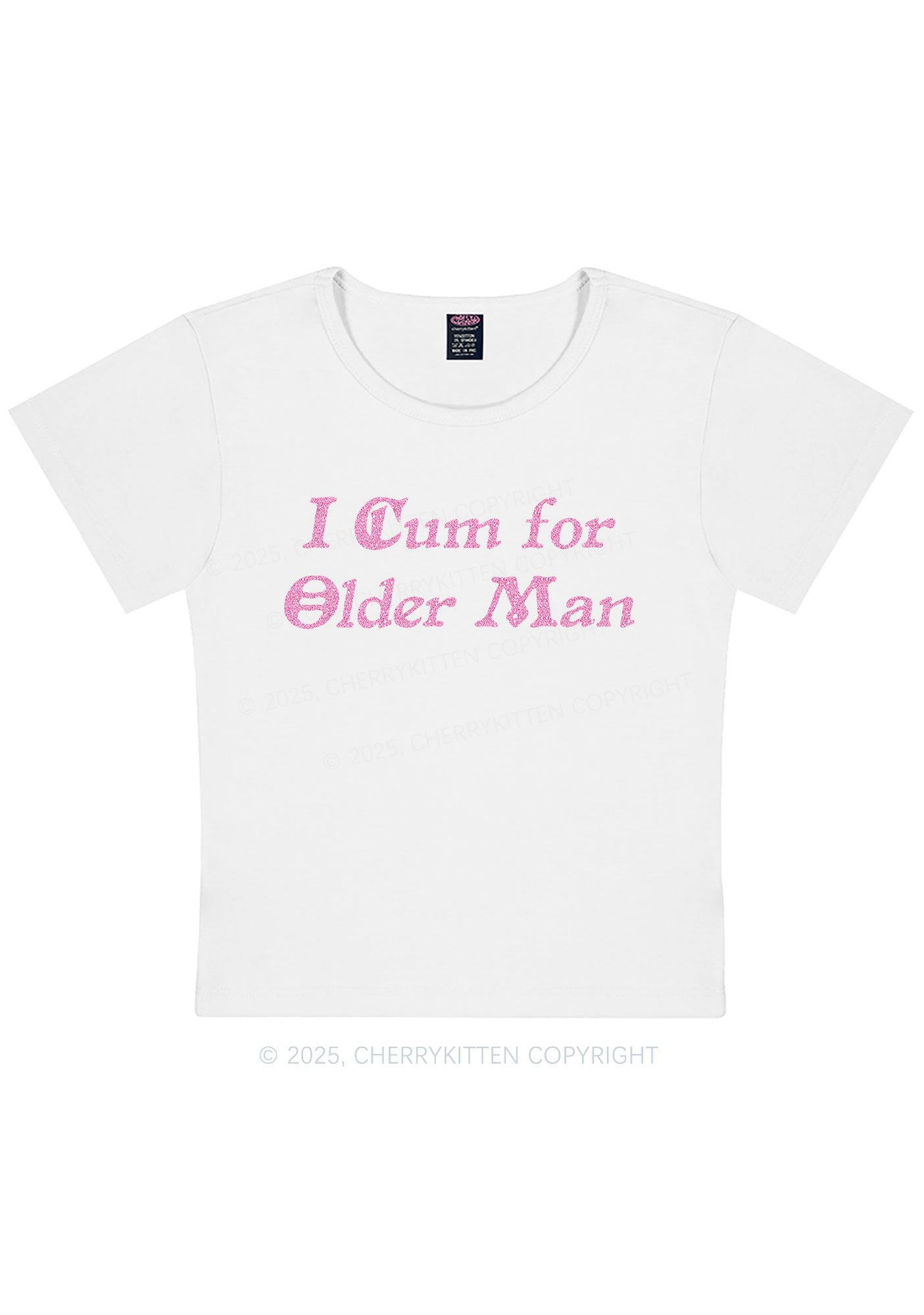 Glitter Come For Older Men Y2K Baby Tee Cherrykitten