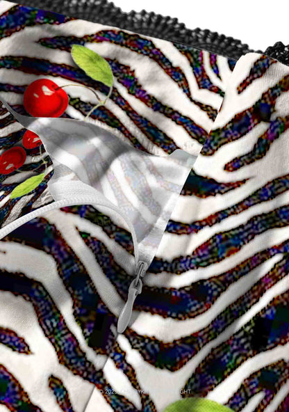 Zebra Cherry Y2K Print Midi Skirt Cherrykitten