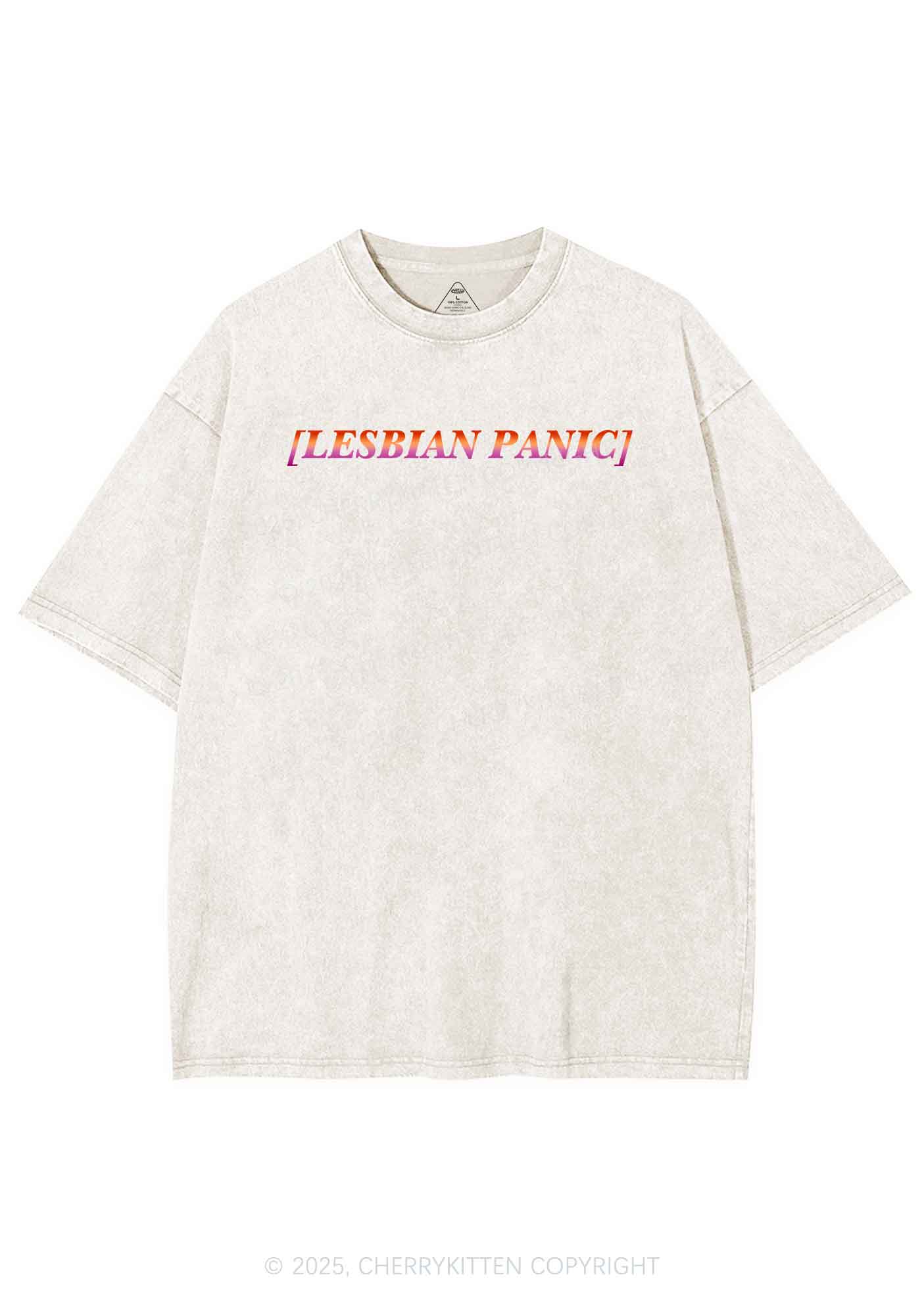 Lesbian Panic Pride Y2K Shirts Washed Tee Cherrykitten
