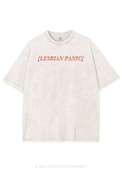Lesbian Panic Pride Y2K Shirts Washed Tee Cherrykitten