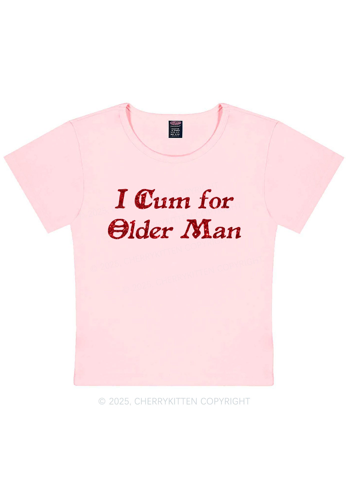 Glitter Come For Older Men Y2K Baby Tee Cherrykitten