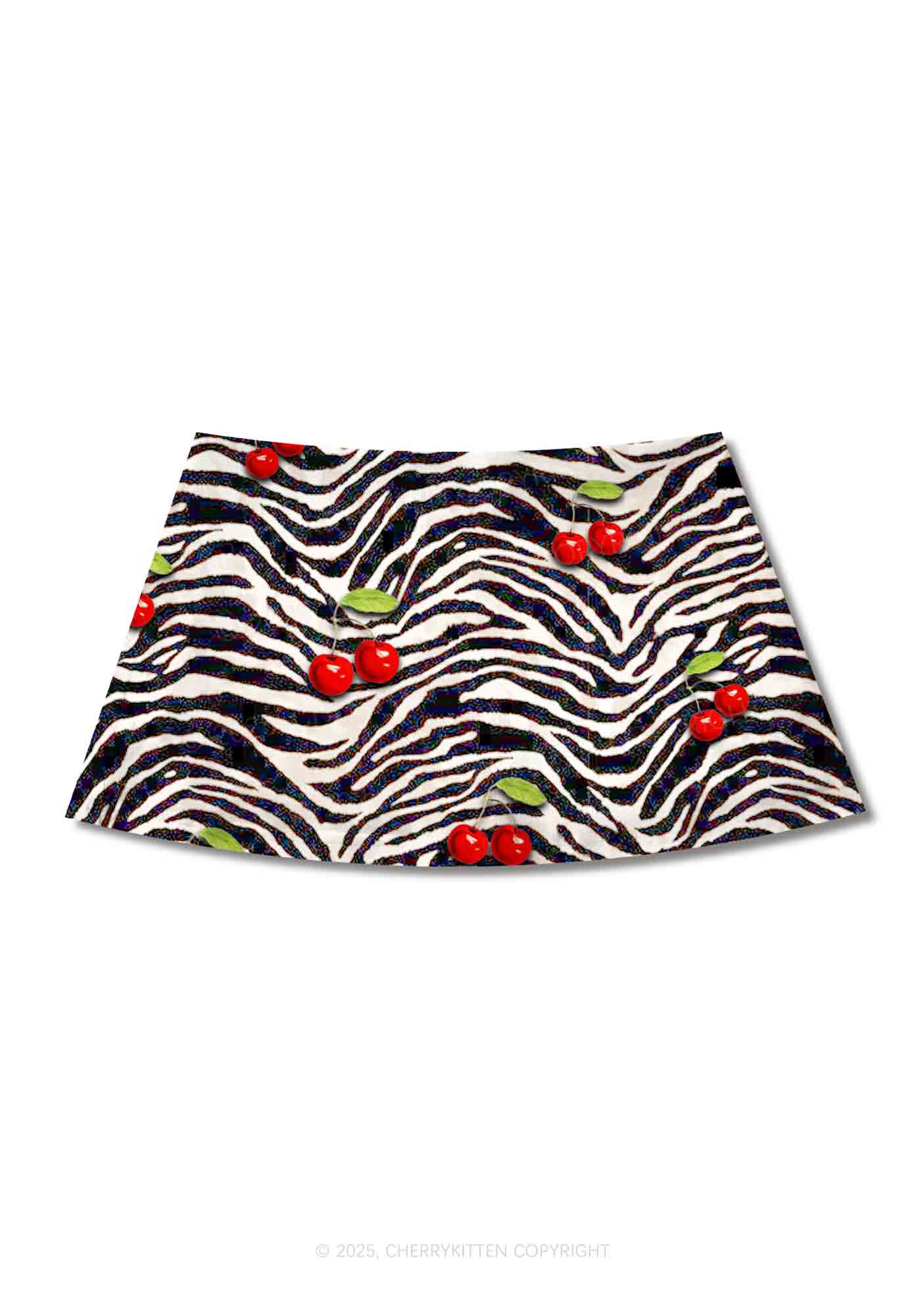 Zebra Cherry Y2K Print Mini Skirt Cherrykitten