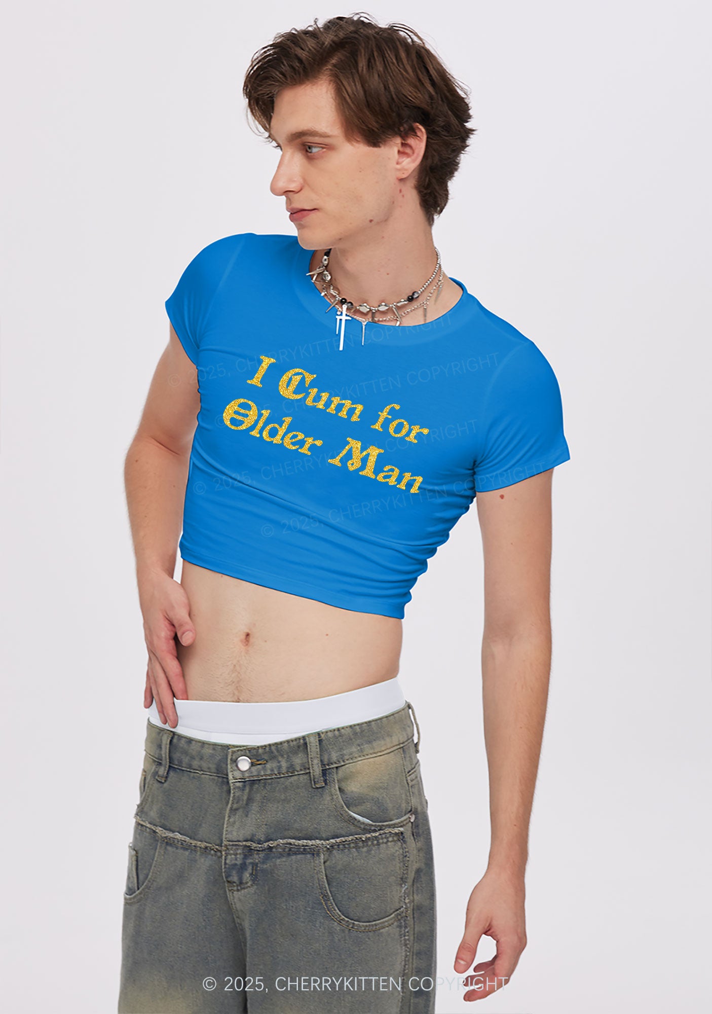 Glitter Come For Older Men Y2K Baby Tee Cherrykitten