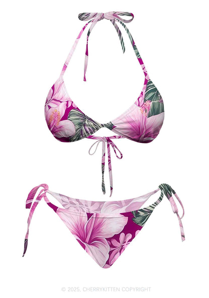 Pink Blossoms Y2K Print Bikini Set Cherrykitten