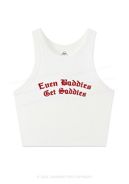 Glitter Even Baddies Get Saddies Y2K Crop Tank Top Cherrykitten