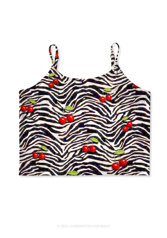 Zebra Cherry Y2K Print Cami Crop Top Cherrykitten