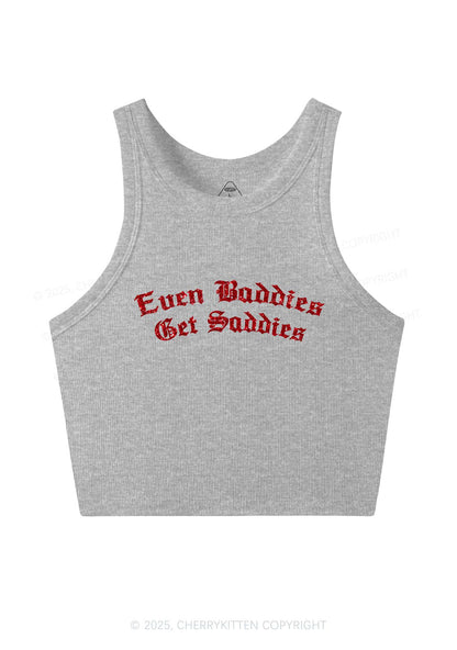 Glitter Even Baddies Get Saddies Y2K Crop Tank Top Cherrykitten