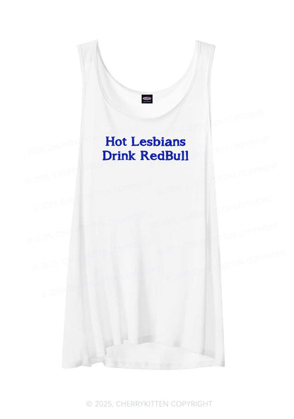 Hot Lesbians Drink RedBull Pride Y2K Sheer Boyfriend Tank Cherrykitten