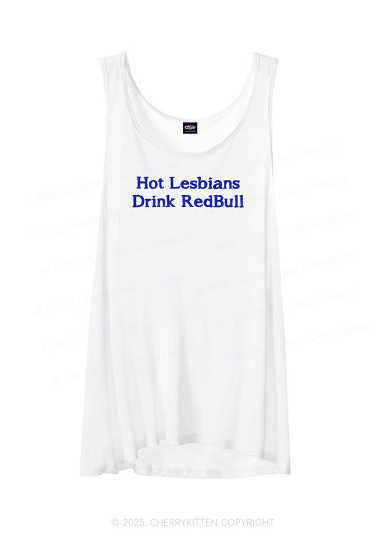 Hot Lesbians Drink RedBull Pride Y2K Sheer Boyfriend Tank Cherrykitten