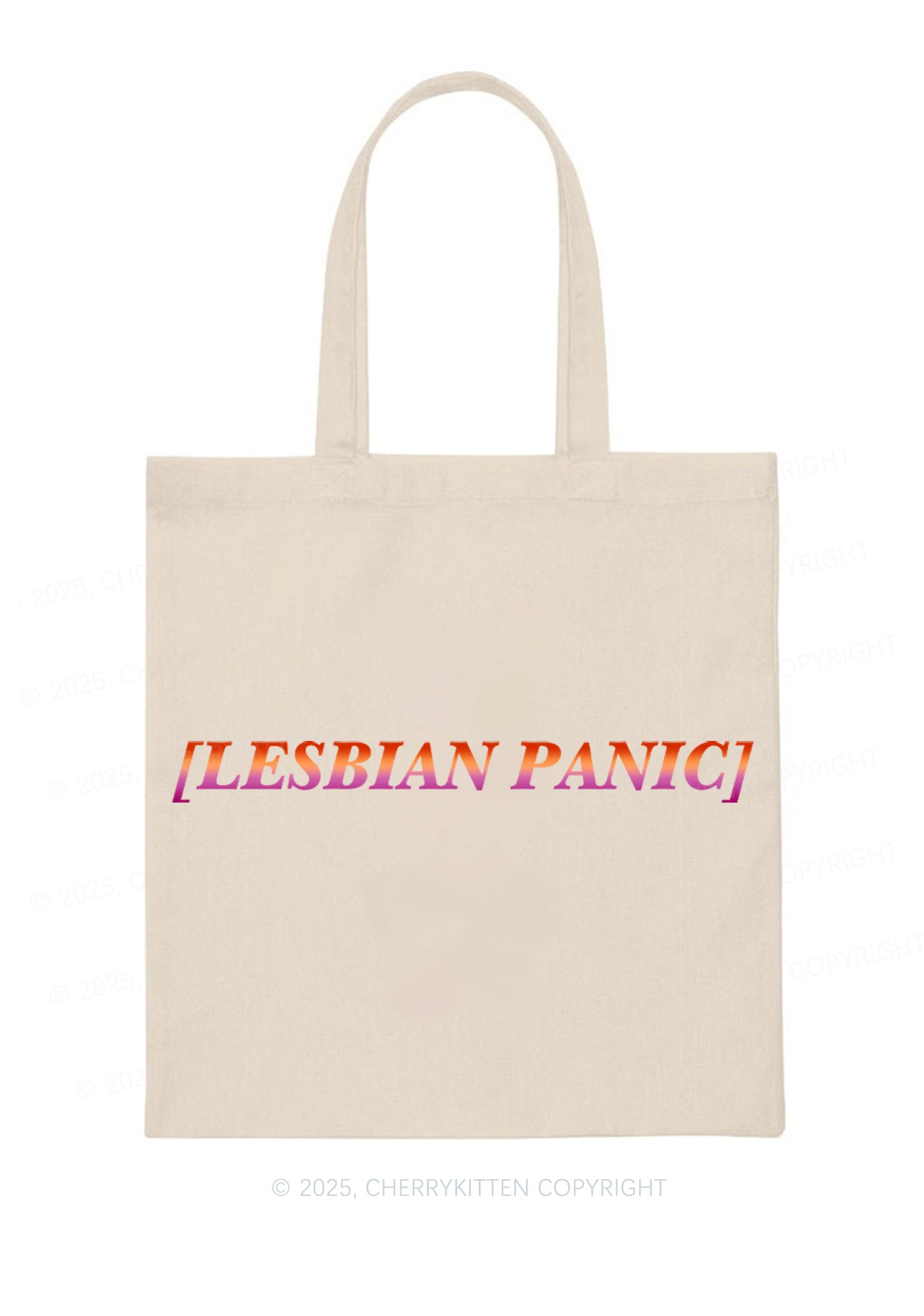 Lesbian Panic Pride Y2K Canvas Tote Bag Cherrykitten