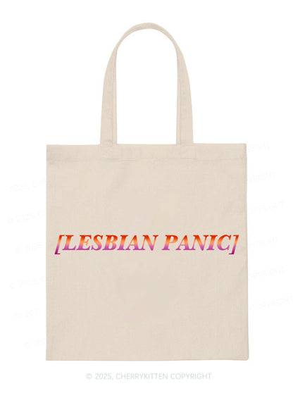 Lesbian Panic Pride Y2K Canvas Tote Bag Cherrykitten