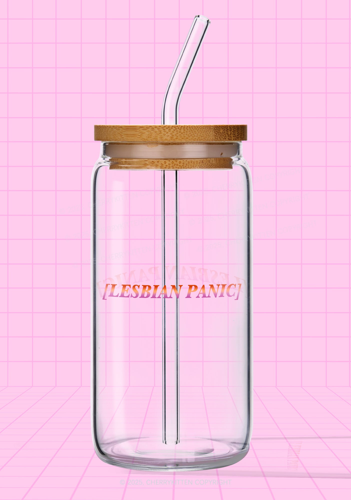 Lesbian Panic Pride Y2K Printed Glass Cup Cherrykitten