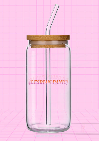 Lesbian Panic Pride Y2K Printed Glass Cup Cherrykitten