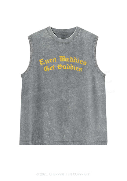Glitter Even Baddies Get Saddies Y2K Washed Muscle Tank Cherrykitten