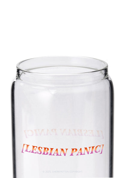 Lesbian Panic Pride Y2K Printed Glass Cup Cherrykitten
