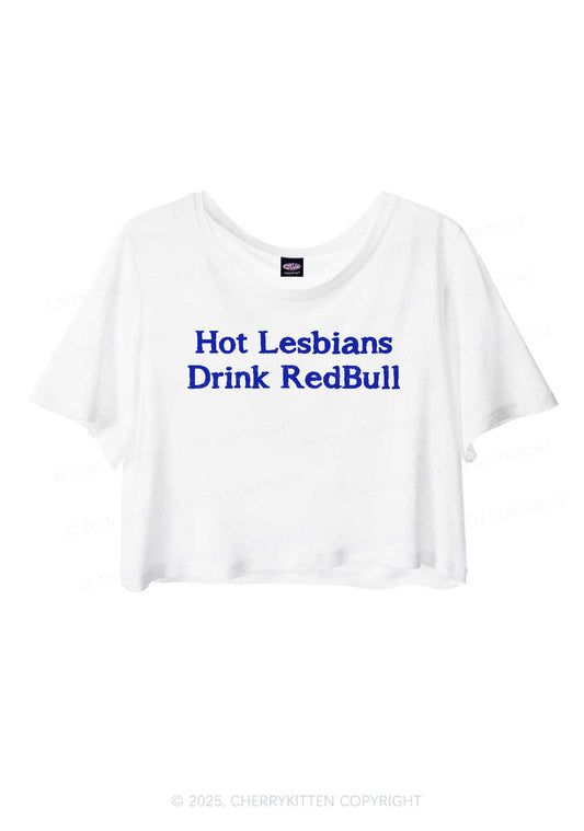 Hot Lesbians Drink RedBull Pride Y2K Sheer Crop Tee Cherrykitten