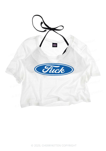 Oval Fxxk Y2K Sheer Crop Tee Cherrykitten