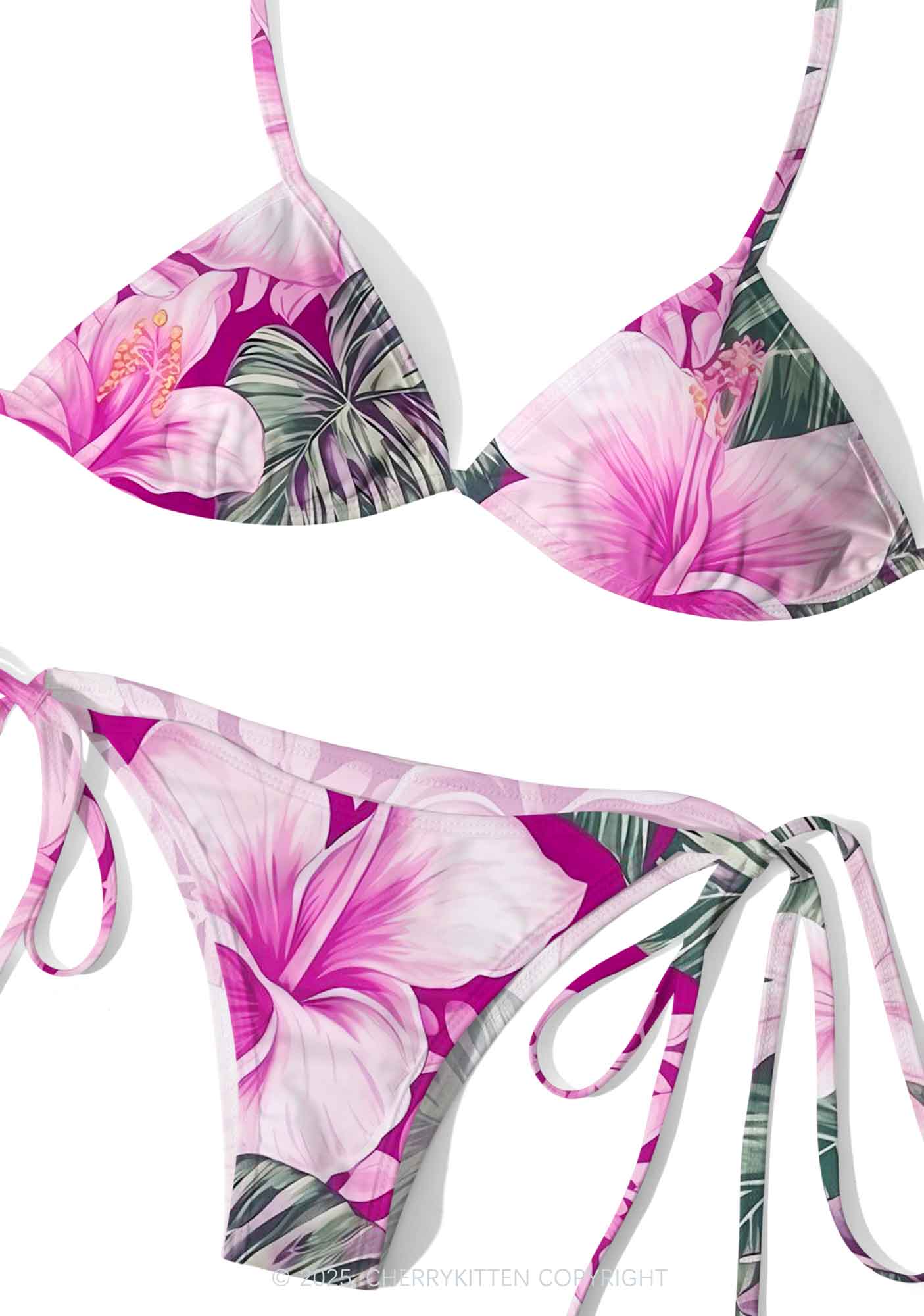 Pink Blossoms Y2K Print Bikini Set Cherrykitten