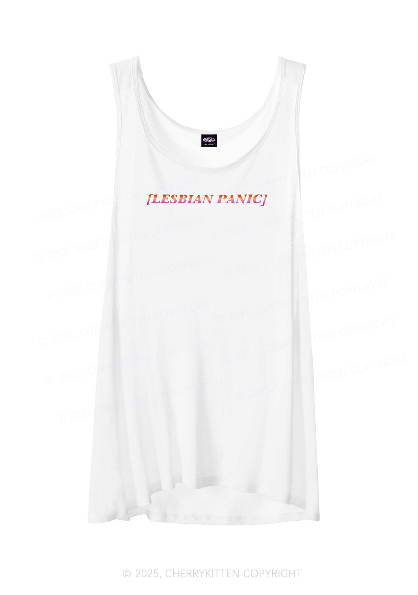 Lesbian Panic Pride Y2K Sheer Boyfriend Tank Cherrykitten