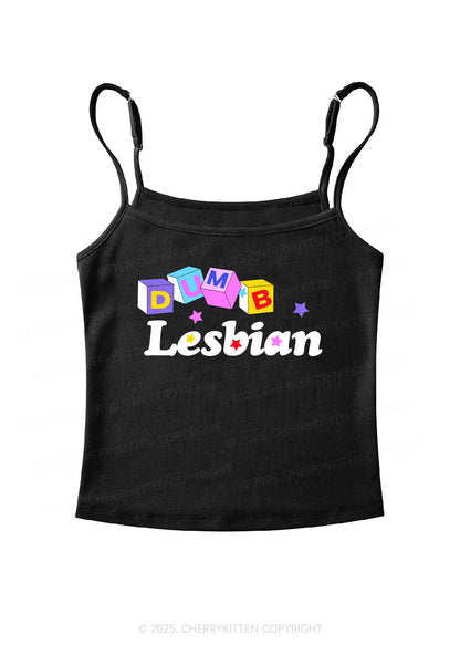 Dumb Lesbian Pride Y2K Spaghetti Strap Cami Cherrykitten