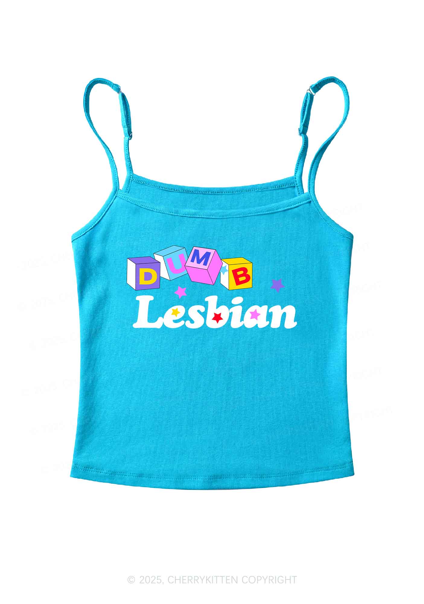 Dumb Lesbian Pride Y2K Spaghetti Strap Cami Cherrykitten