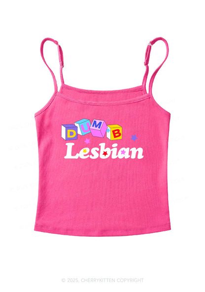 Dumb Lesbian Pride Y2K Spaghetti Strap Cami Cherrykitten