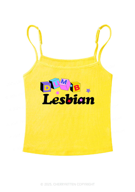 Dumb Lesbian Pride Y2K Spaghetti Strap Cami Cherrykitten