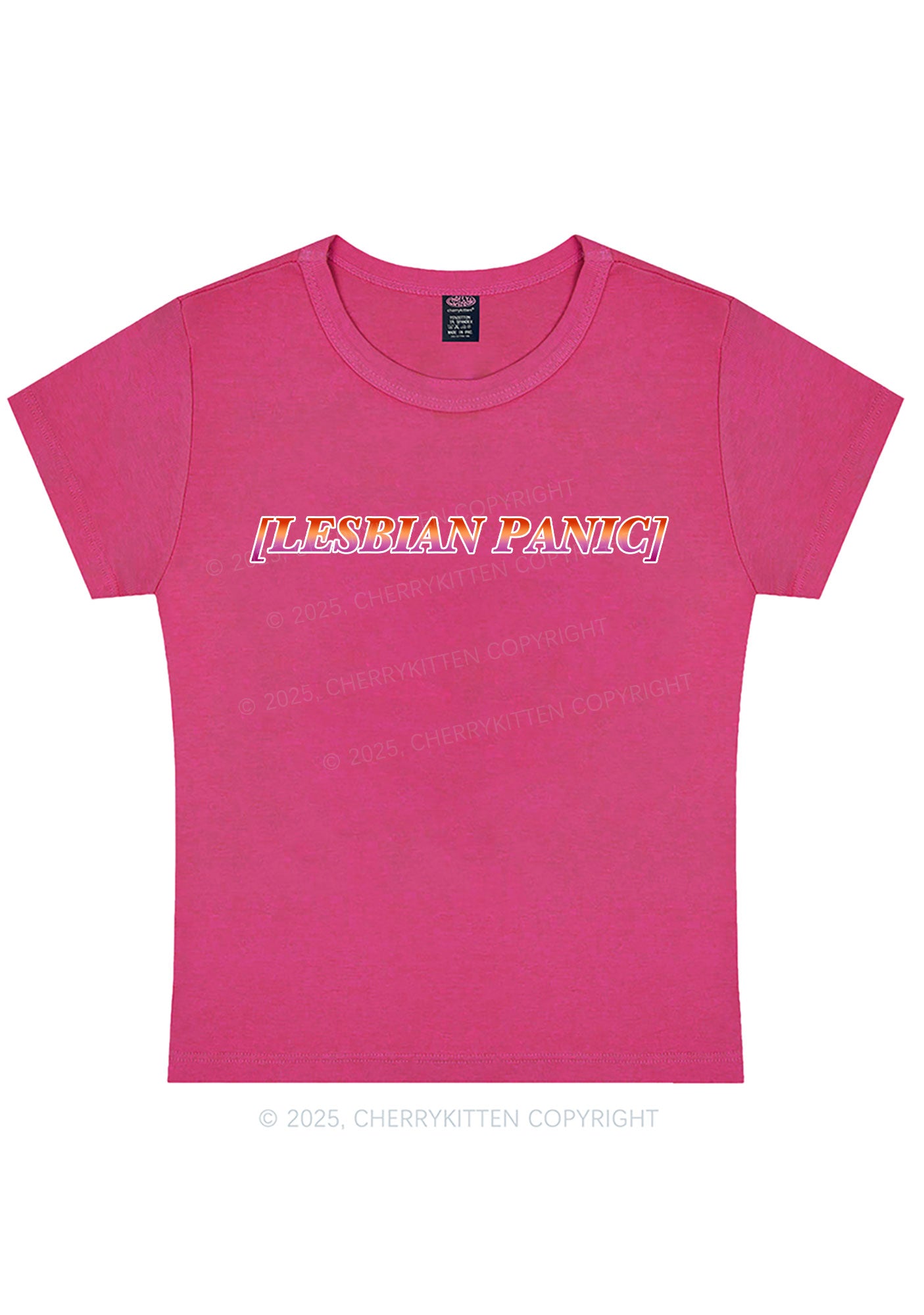 Lesbian Panic Pride Y2K Baby Tee Cherrykitten