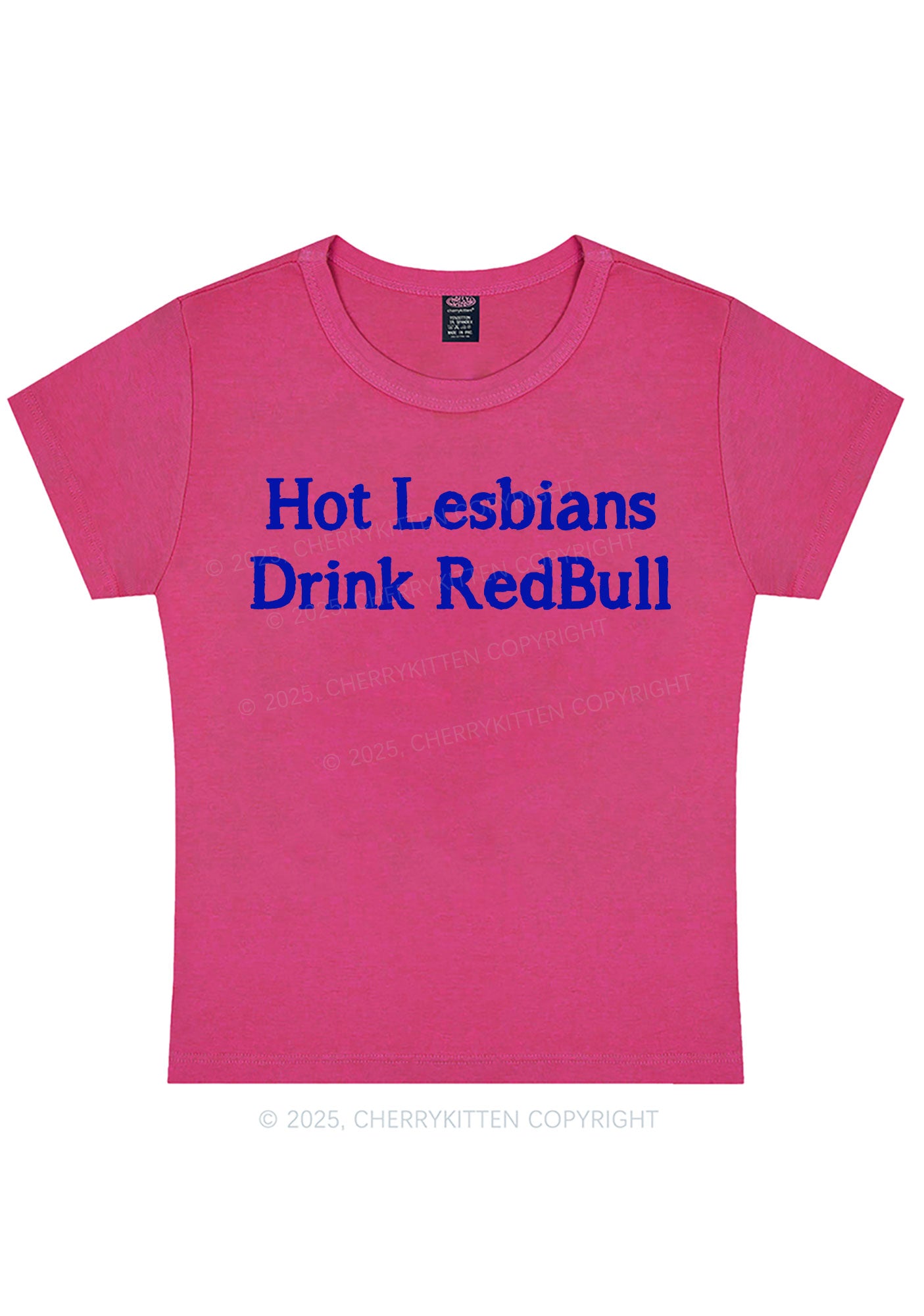 Hot Lesbians Drink RedBull Pride Y2K Baby Tee Cherrykitten