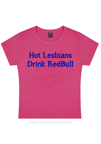 Hot Lesbians Drink RedBull Pride Y2K Baby Tee Cherrykitten