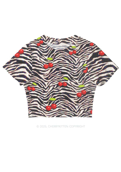 Zebra Cherry Y2K Mesh Crop Top Cherrykitten