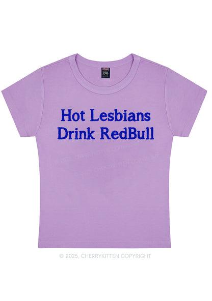 Hot Lesbians Drink RedBull Pride Y2K Baby Tee Cherrykitten