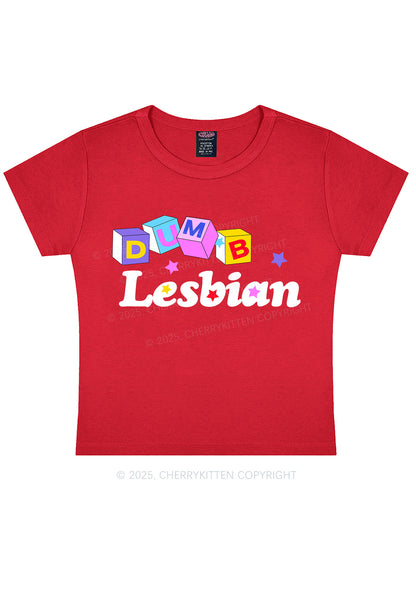 Dumb Lesbian Pride Y2K Baby Tee Cherrykitten