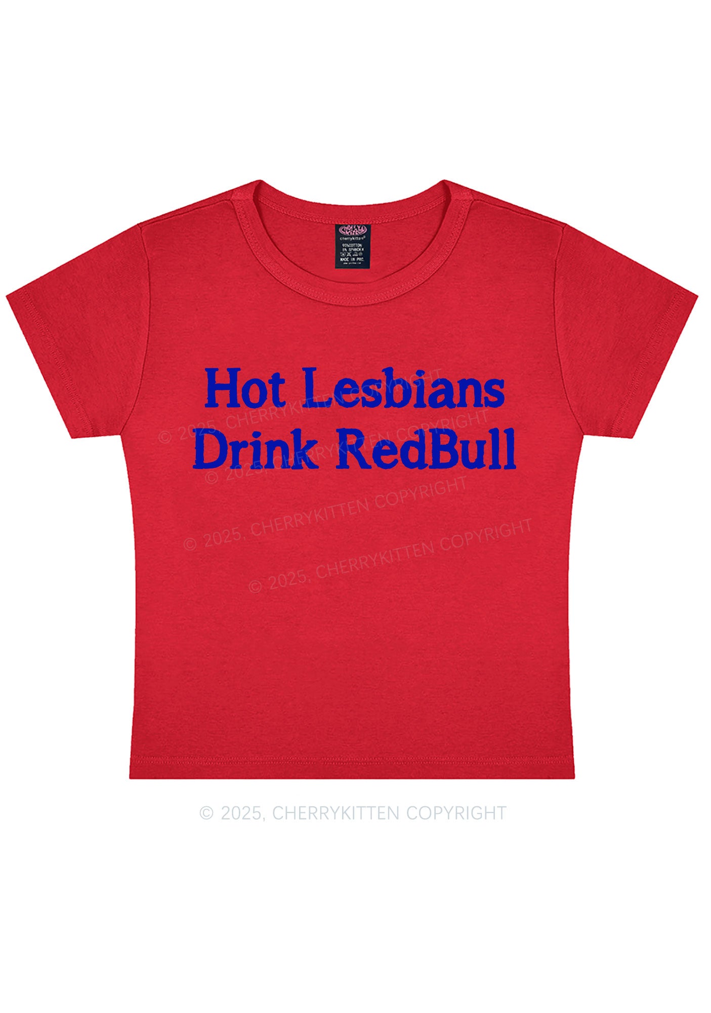 Hot Lesbians Drink RedBull Pride Y2K Baby Tee Cherrykitten