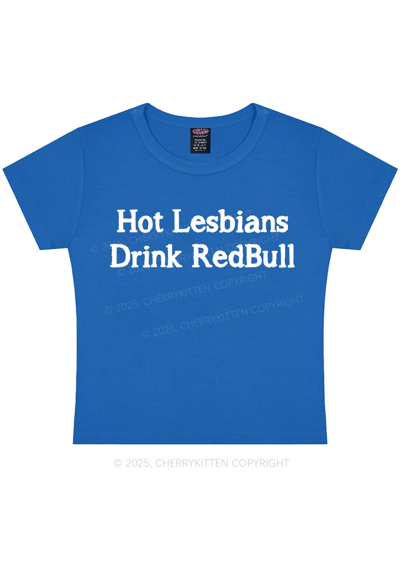 Hot Lesbians Drink RedBull Pride Y2K Baby Tee Cherrykitten