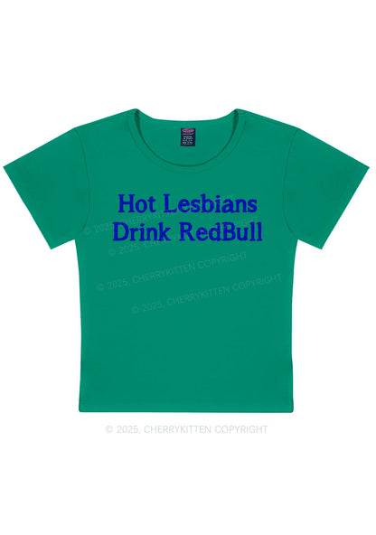 Hot Lesbians Drink RedBull Pride Y2K Baby Tee Cherrykitten