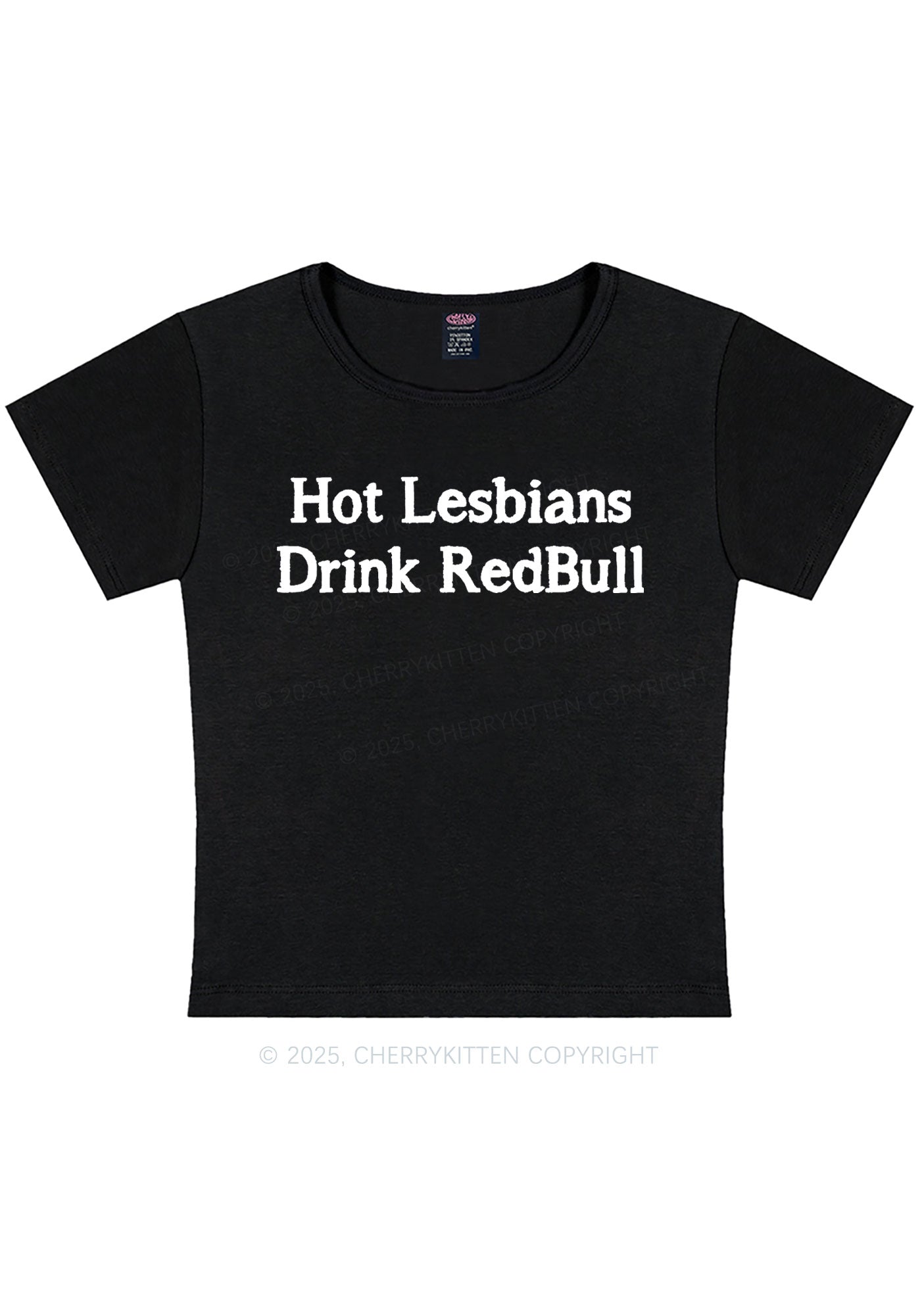 Hot Lesbians Drink RedBull Pride Y2K Baby Tee Cherrykitten
