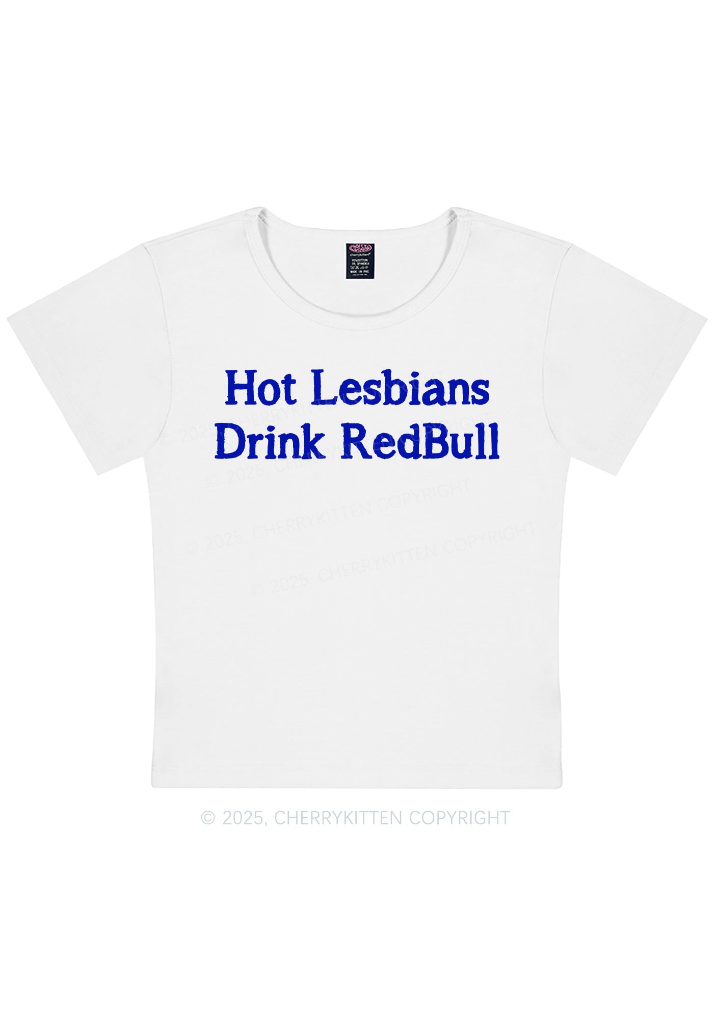 Hot Lesbians Drink RedBull Pride Y2K Baby Tee Cherrykitten