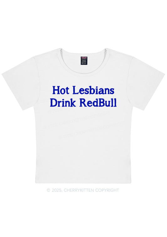 Hot Lesbians Drink RedBull Pride Y2K Baby Tee Cherrykitten