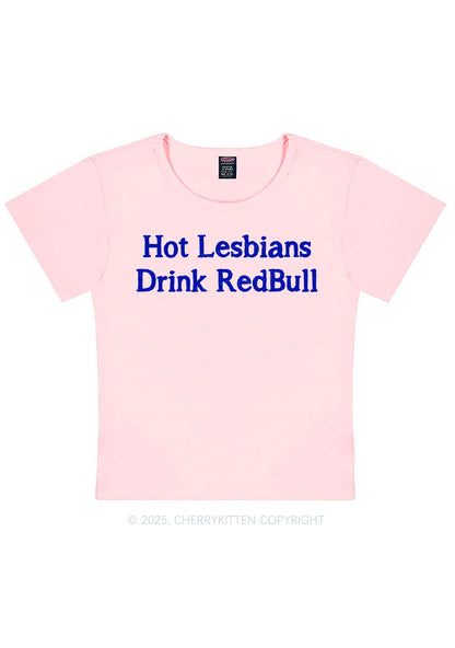 Hot Lesbians Drink RedBull Pride Y2K Baby Tee Cherrykitten