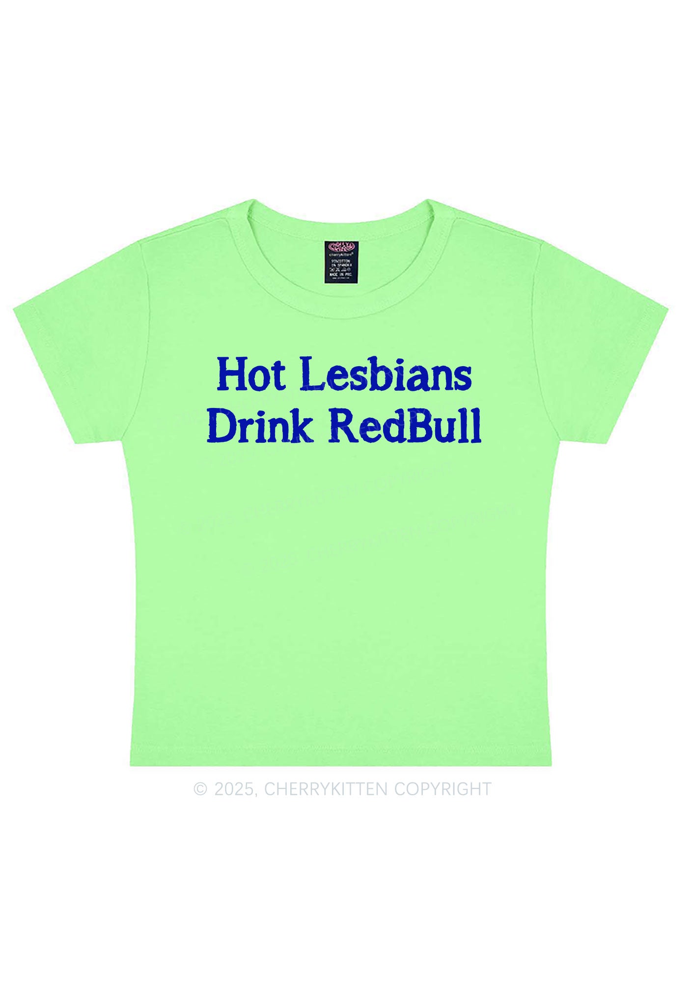 Hot Lesbians Drink RedBull Pride Y2K Baby Tee Cherrykitten