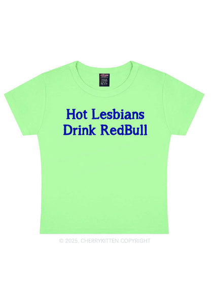 Hot Lesbians Drink RedBull Pride Y2K Baby Tee Cherrykitten