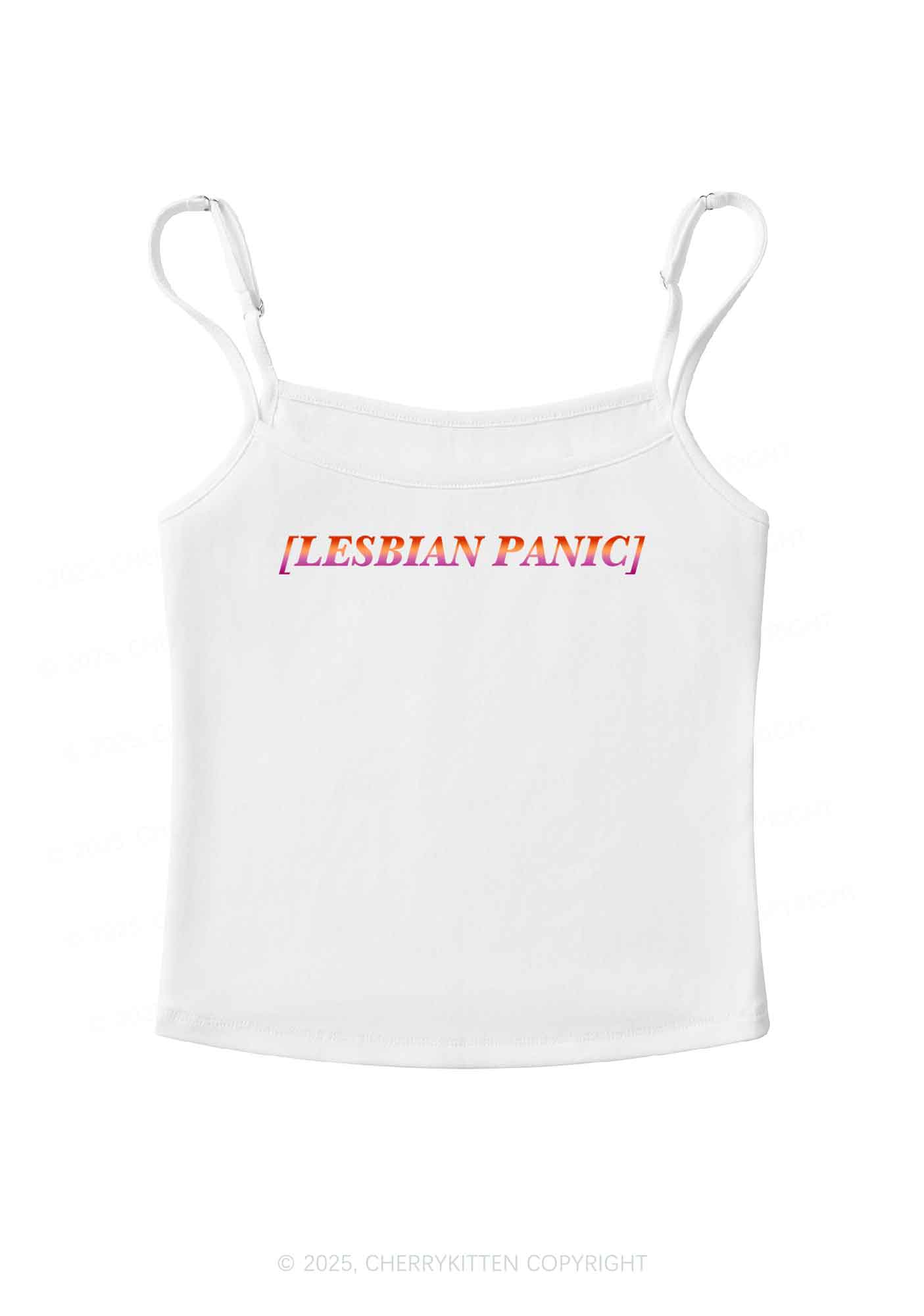 Lesbian Panic Pride Y2K Spaghetti Strap Cami Cherrykitten