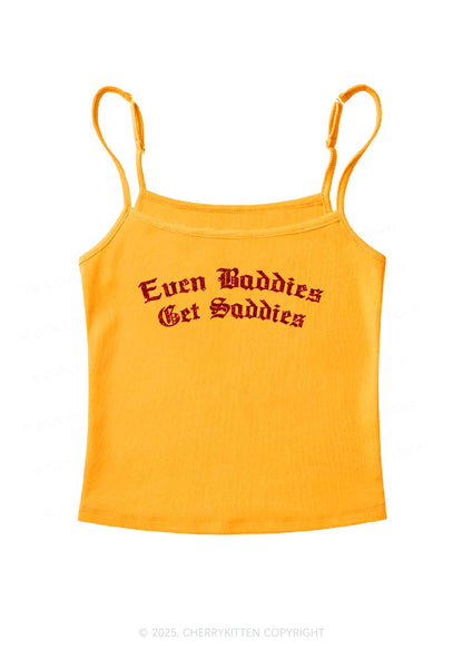 Glitter Even Baddies Get Saddies Y2K Spaghetti Strap Cami Cherrykitten