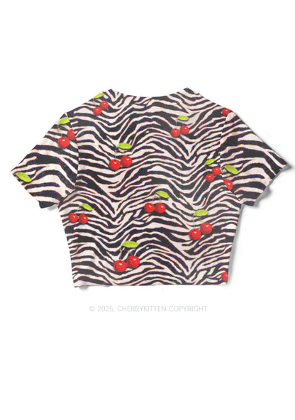 Zebra Cherry Y2K Mesh Crop Top Cherrykitten