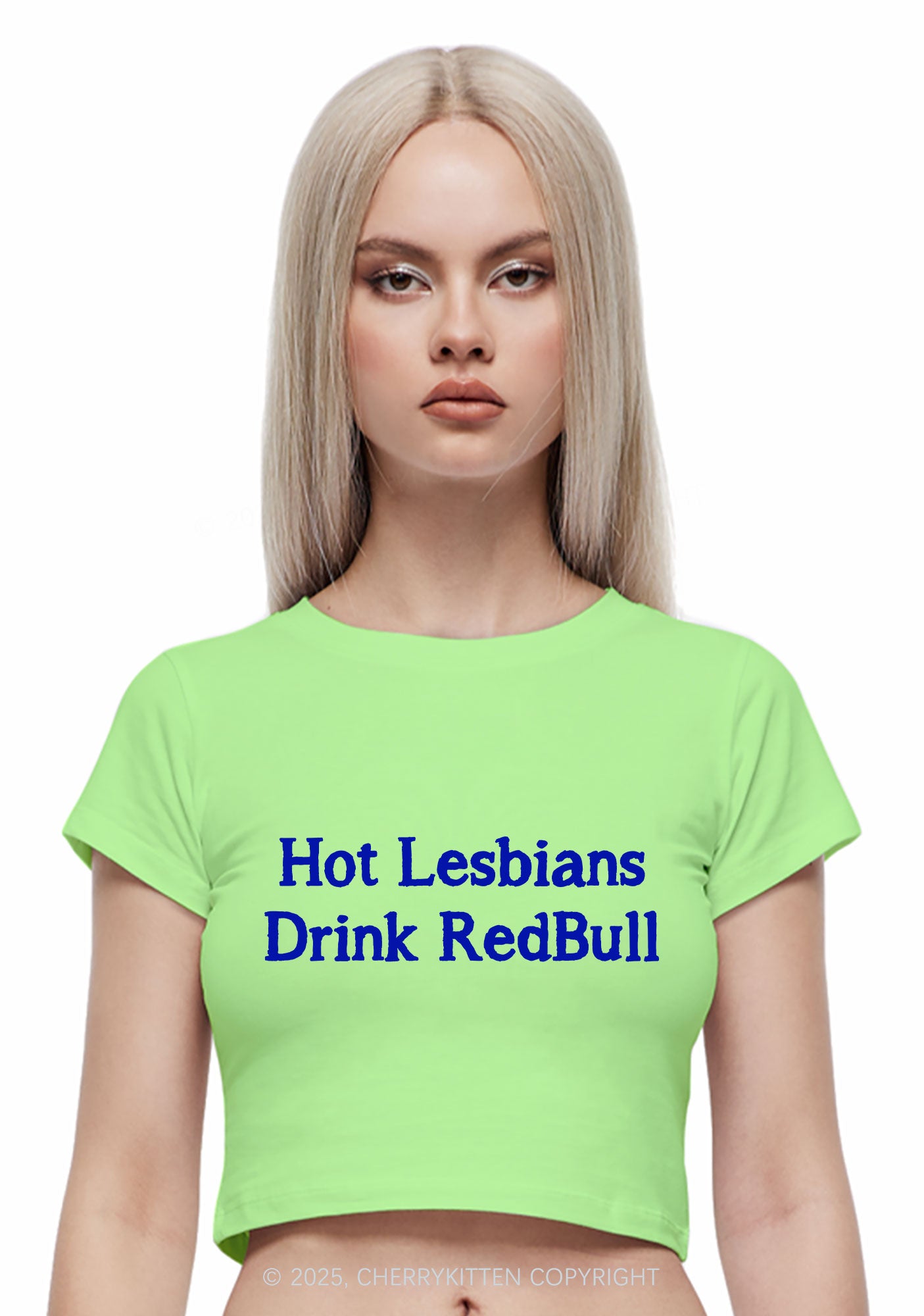 Hot Lesbians Drink RedBull Pride Y2K Baby Tee Cherrykitten
